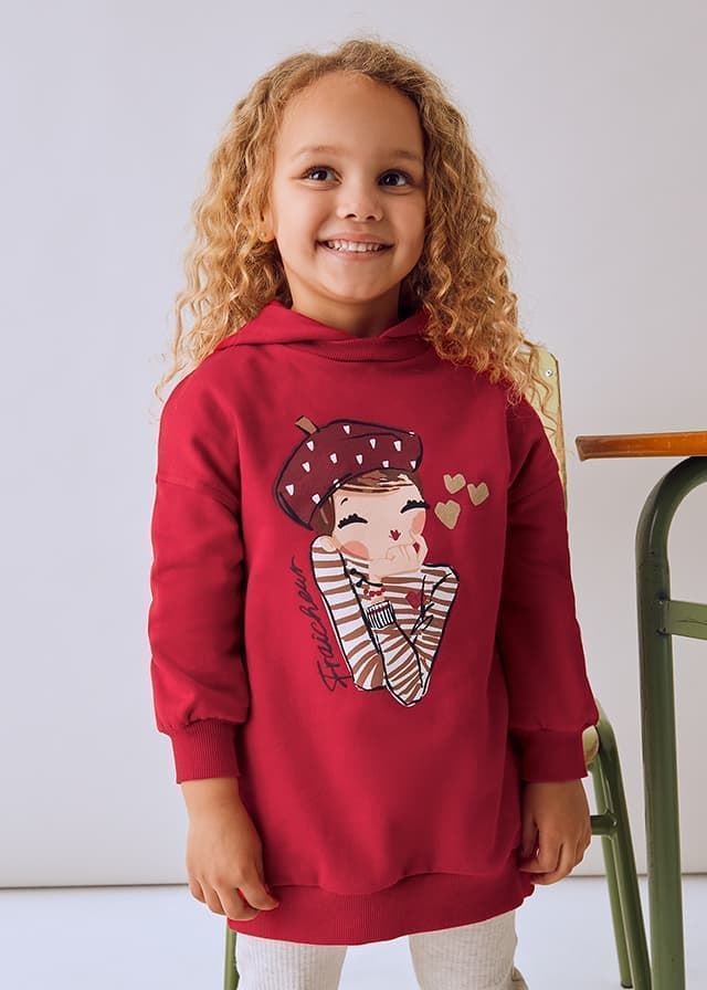 Vestido felpa capucha rojo - Imagen 1