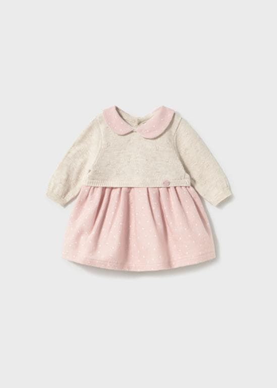 Vestido tricot combinado rosa - Imagen 1