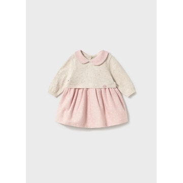Vestido tricot combinado rosa - Imagen 1