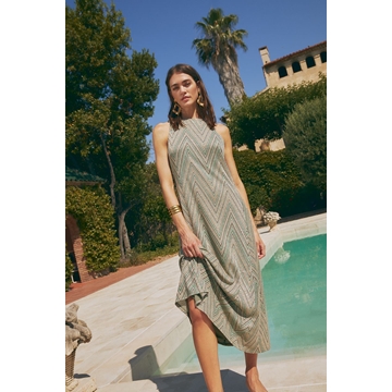 Vestido verde zig-zag - Imagen 1