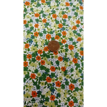 Viyela Algodón 100% pistacho-naranja - Imagen 1