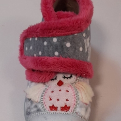 Zapatilla gris-fucsia buho - Imagen 1