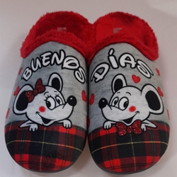 Zapatilla gris/rojo ratones - Imagen 1