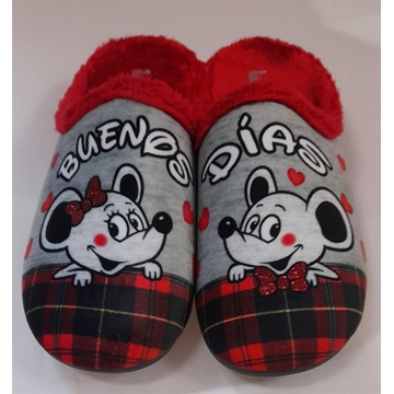 Zapatilla gris/rojo ratones - Imagen 1